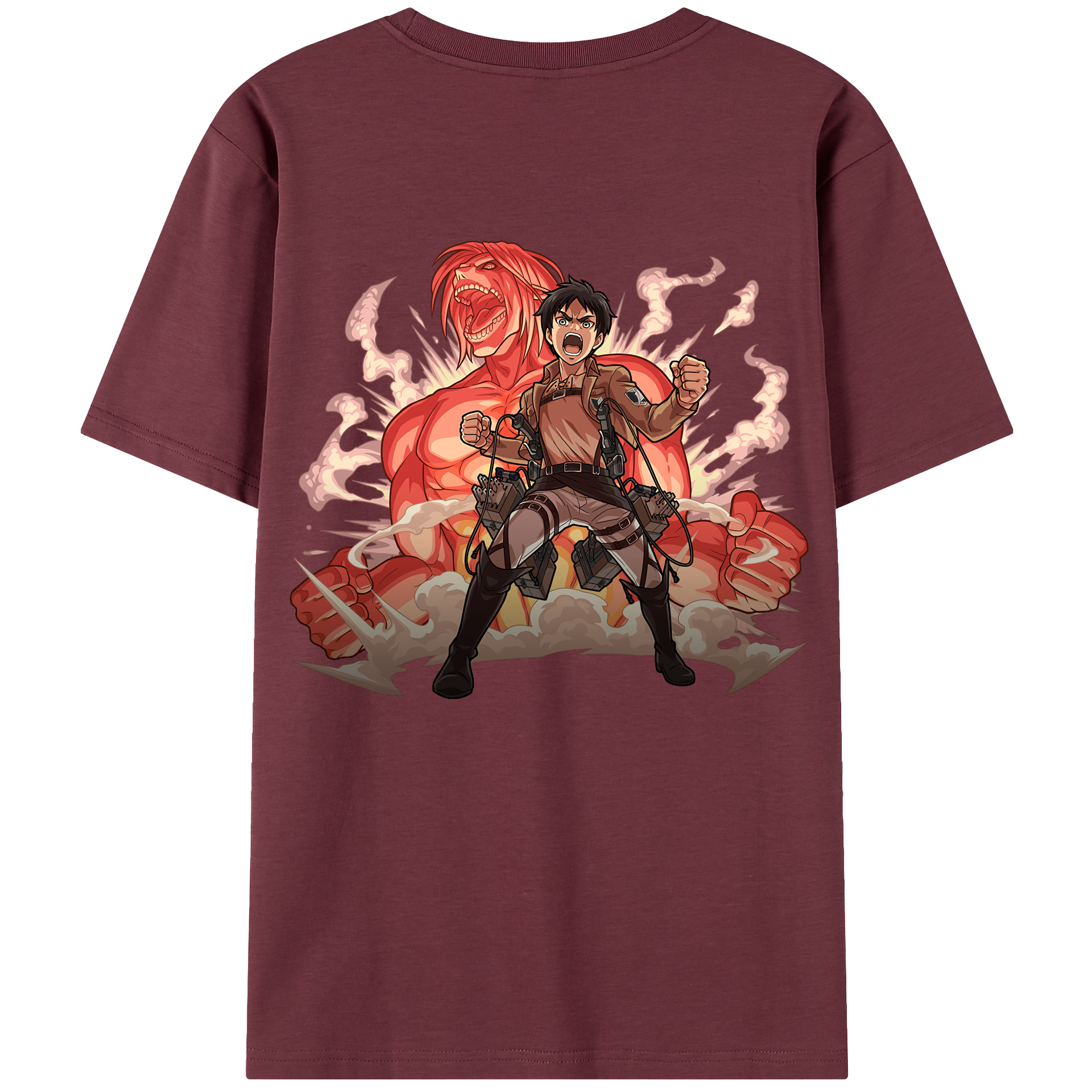 （画像用） 進撃の巨人 エレン･イェーガー Attack on Titan Eren Jäger 綿100％半袖Tシャツ（背面プリント）